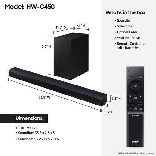 Samsung 2.1 Channel DTS Virtual:X Soundbar System 300 Watts HW-C450