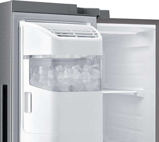 220 Volts Samsung 28 cu.ft. Side by Side Refrigerator Stainless Steel w/Dispenser and Food Showcase RS80T5190