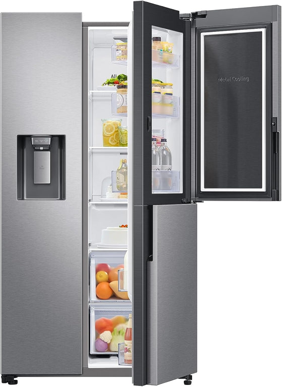 220 Volts Samsung 28 cu.ft. Side by Side Refrigerator Stainless Steel w/Dispenser and Food Showcase RS80T5190