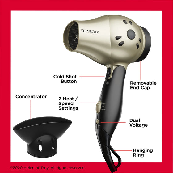 Revlon Ionic Folding Travel Hair Dryer w/Air Concentrator 1875 Watts RVDR5005