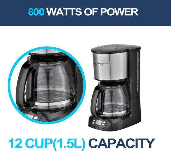 Westinghouse 220 Volts Digital Programmable Coffee Maker w/Permanent Filter 12 Cups Stainless Steel WKCM109