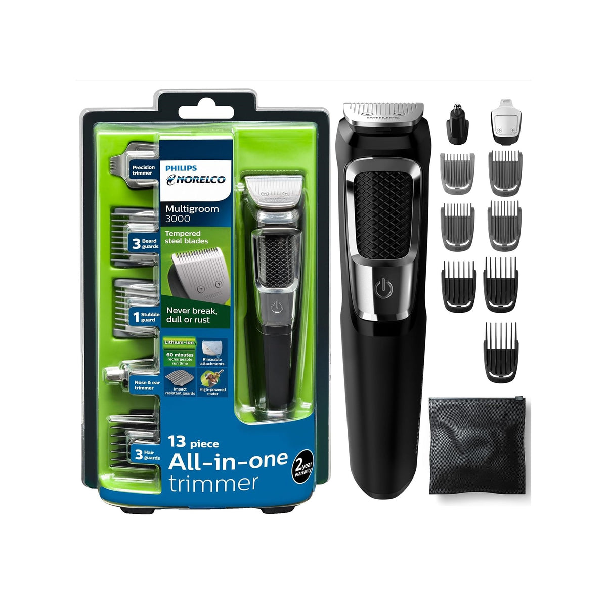 Philips Norelco Dual Voltage Trimmer Multigroomer 13 Piece Mens Groomi