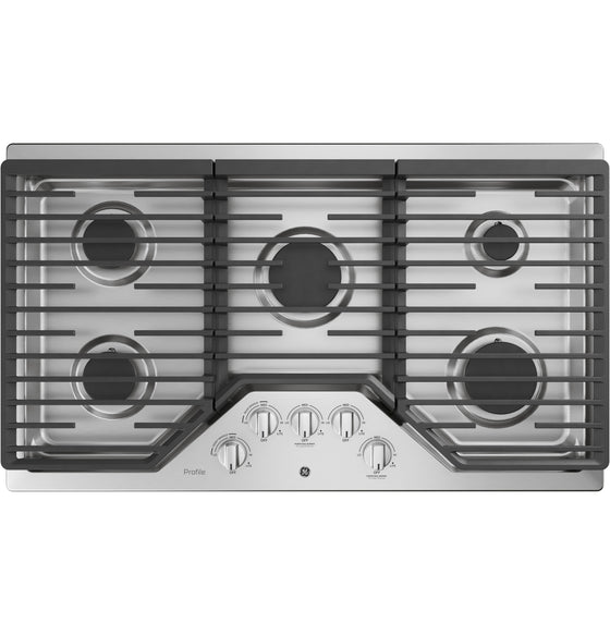 GE 36" Stainless Steel Gas Cooktop 5 Burners 18,000 BTU PowerBoil Burner PGP7036SLSS