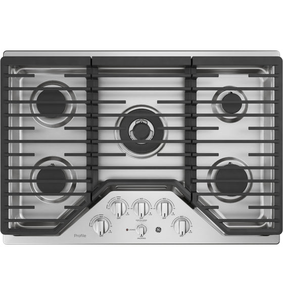 GE 30" Stainless Steel Gas Cooktop 5 Burners 18,000 BTU Tri-Ring PowerBoil Burner PGP9030SLSS