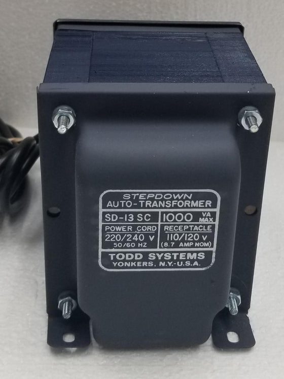 Todd Systems 1000 Watt Step Down Transformer SD-13 SC