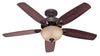Hunter Builder Deluxe 52" Ceiling Fan w/Light Bowl 5 Blades 50570 / 50571 / 50572