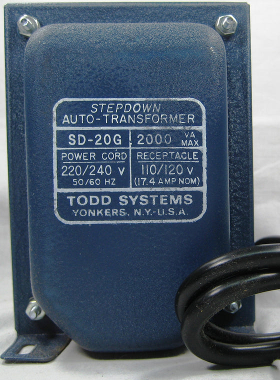 Todd Systems 2000 Watt Step Down Transformer SD - 20 SC